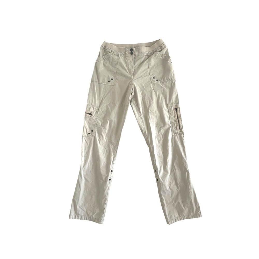 Y2KTan Cargo Utility Pants Ribbed Waist Size 1 Cotton Blend by Chico's